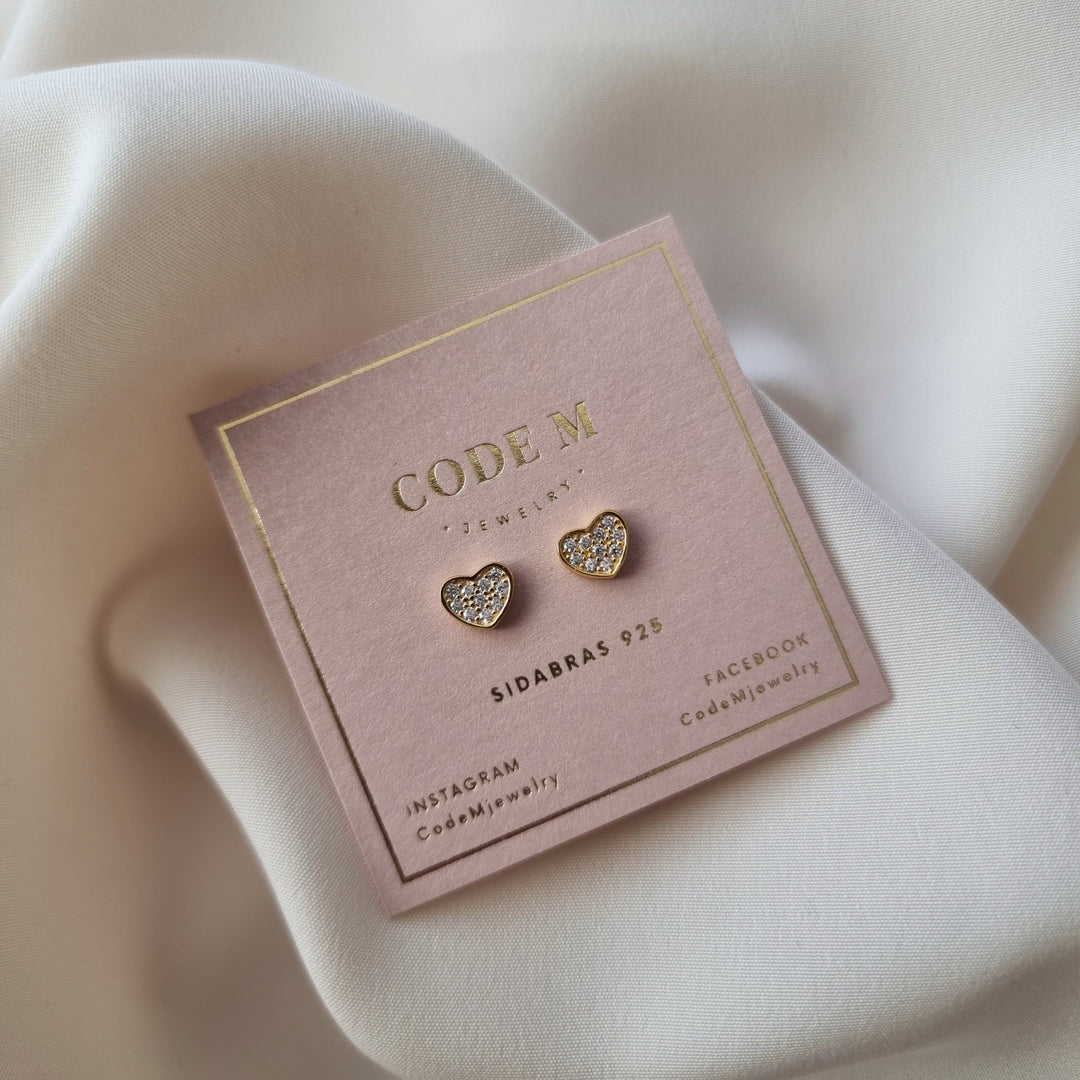 Earrings "Gold heart" 925 Silver