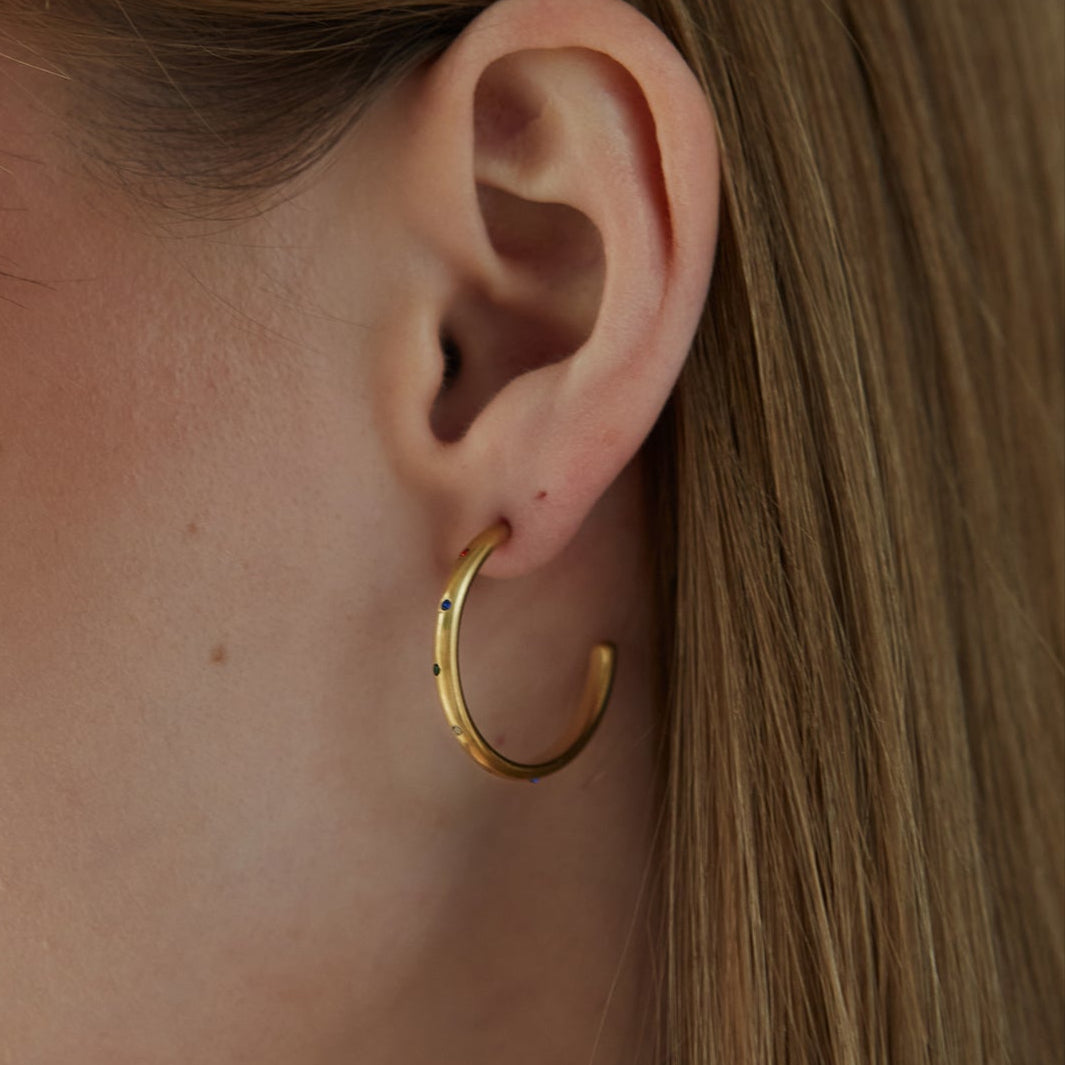 Earrings "Coral hoops"