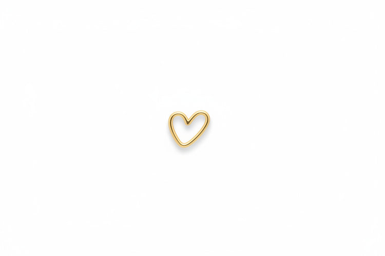 Open Heart Earrings – gold heart wire stud product shot on white background
